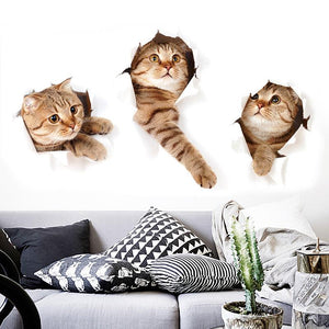 Cat Wall Sticker Hole View Bathroom Toilet Living Room Home Decor