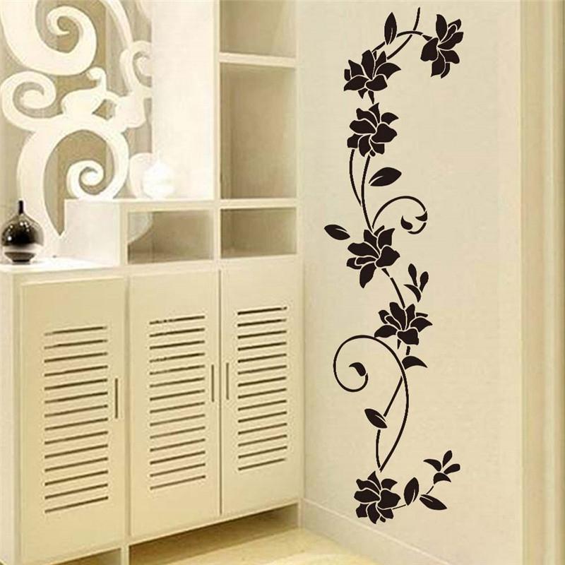 Black flower Wall Stickers Vine  Refrigerator Window cupboard Home